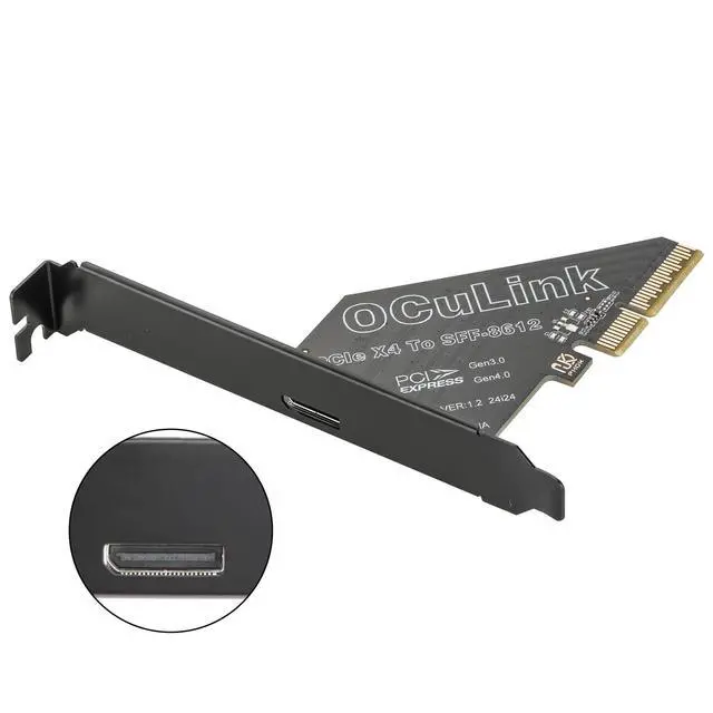 Alt view image 5 of 5 - PCIe 4.0 x4 64Gbps Compatible with OCuLink SFF-8612 SFF-8611 External GPU eGPU Riser Card for Mini PC