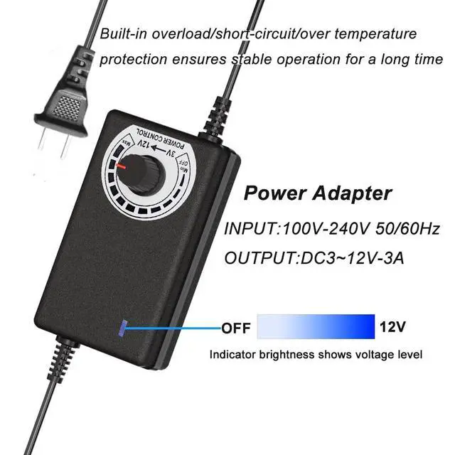 Alt view image 2 of 6 - 12V 4Pin PWM PC Fan Hub with Splitters, Fan Speed Controller 36W | for 4PCS 3-Pin / 4-Pin Computer Cooling Fans, Fan Speed Controller with 4-Way Fan Splitters, 100-240V AC to 3-12V 3A DC