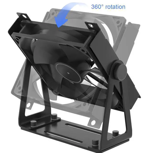 Alt view image 2 of 6 - Multi-Purpose Desk Fan Stand Mount, Black | For 120mm PC Computer Fans, For 140mm PC Computer Fans