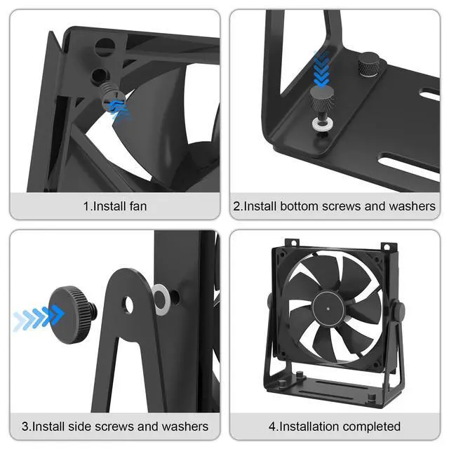 Alt view image 3 of 6 - Multi-Purpose Desk Fan Stand Mount, Black | For 120mm PC Computer Fans, For 140mm PC Computer Fans