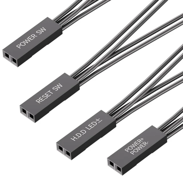 Alt view image 2 of 6 - PC Power Switch Splitter, 2 Pin 2.54mm 1 Female to 2 Male Power SW Reset SW HDD LED Jumper Splitter Adapter for PC Motherboard Power ON Off Reset Hard Drive LED