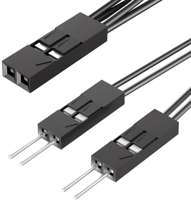 Alt view image 5 of 6 - PC Power Switch Splitter, 2 Pin 2.54mm 1 Female to 2 Male Power SW Reset SW HDD LED Jumper Splitter Adapter for PC Motherboard Power ON Off Reset Hard Drive LED
