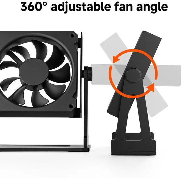 Alt view image 3 of 7 - Multi-Purpose Desk Fan Stand Mount for 120mm PC Computer Fans (Aluminum Black)