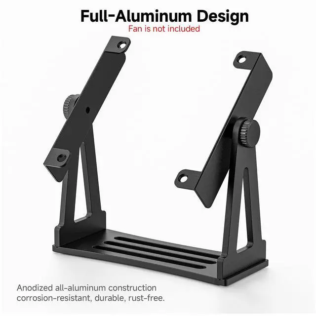 Alt view image 2 of 7 - Multi-Purpose Desk Fan Stand Mount for 120mm PC Computer Fans (Aluminum Black)