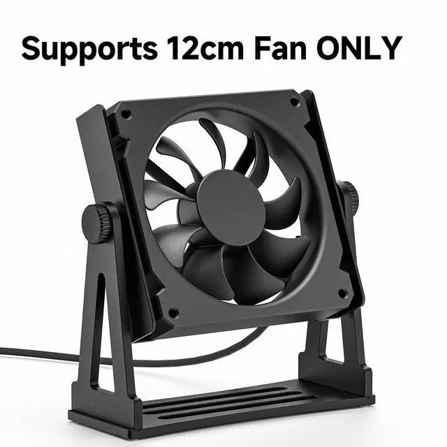 Alt view image 4 of 7 - Multi-Purpose Desk Fan Stand Mount for 120mm PC Computer Fans (Aluminum Black)