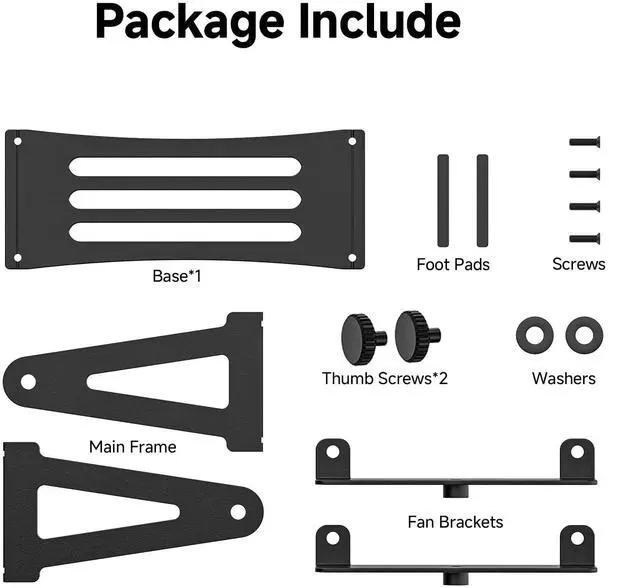Alt view image 6 of 7 - Multi-Purpose Desk Fan Stand Mount for 120mm PC Computer Fans (Aluminum Black)
