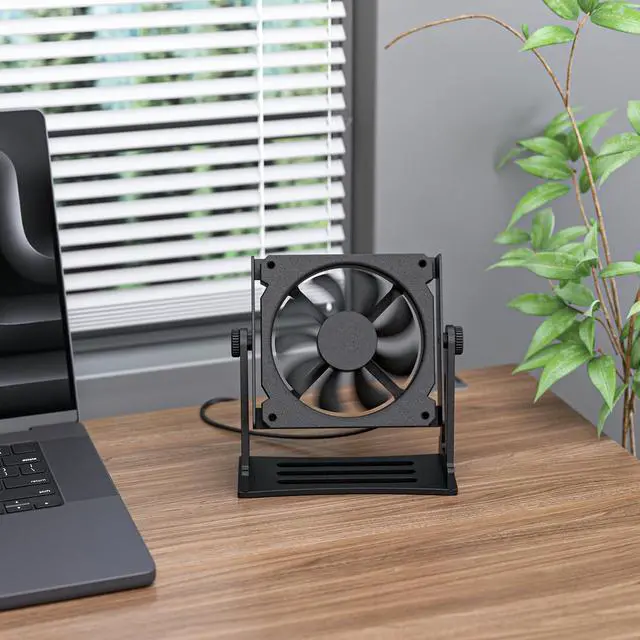 Alt view image 7 of 7 - Multi-Purpose Desk Fan Stand Mount for 120mm PC Computer Fans (Aluminum Black)