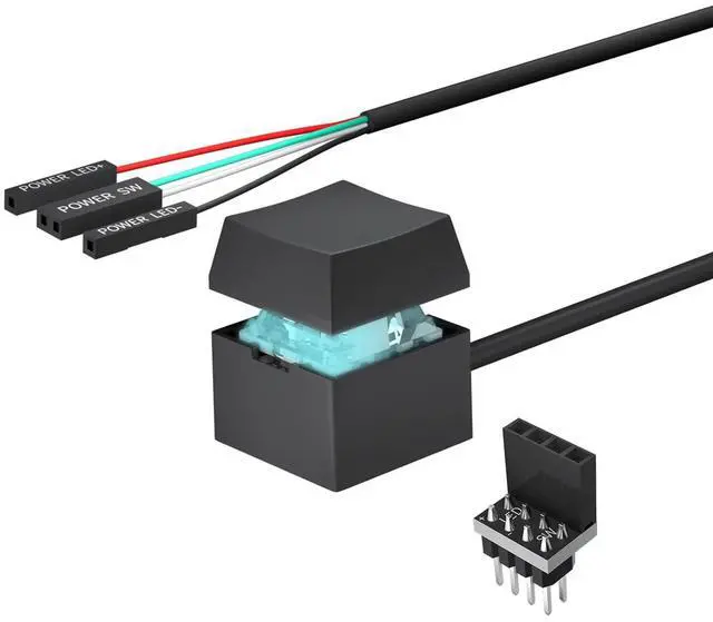 Main image of Desktop Computer PC Mechanical Power Switch: LED Power On/Off Button Extension for Motherboard Boot
