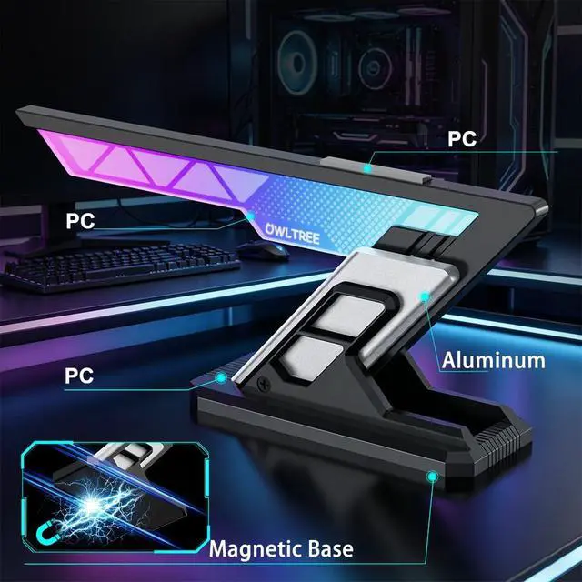 Alt view image 4 of 6 - GPU Support Bracket, ARGB GPU Support, GPU Anti Sag Bracket | Aluminum & Acrylic , Magnetic , Graphics Cards Brace Stand Holder for Computer Video Cards, 75-125mm Height Adjustable