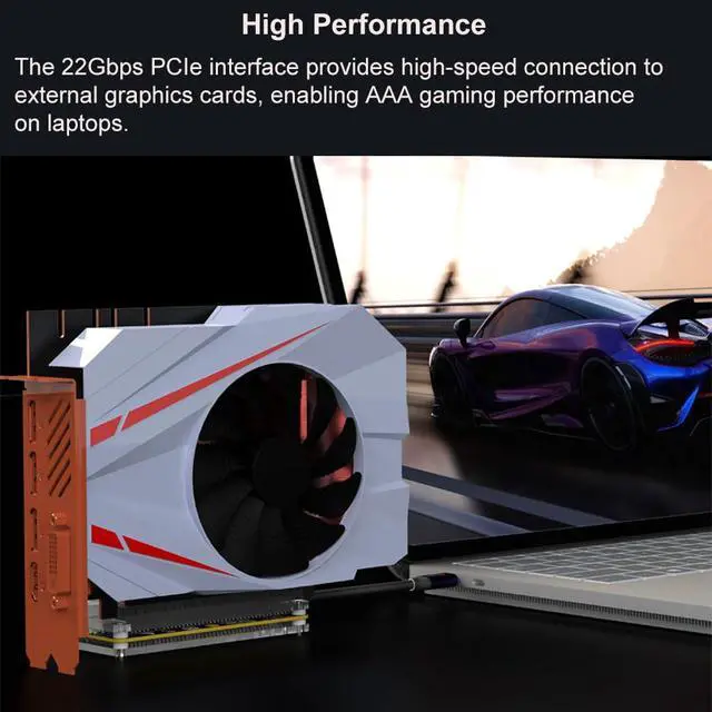 Alt view image 4 of 6 - PCIE 3.0 x16 22Gbps eGPU DOCK, Thunderbolt 4 cable, compatible with external GPU NVIDIA AMD Graphics Card for Windows Laptop Console featuring Thunderbolt 3/4 USB 4, Powered by PD/8PinCPU/Molex/DC5521
