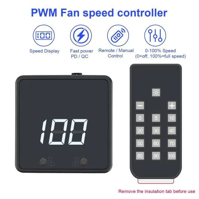 Alt view image 2 of 7 - Remote 5V 12V 24V PC PWM Fan Controller with 4 Pin 3-Way Splitters | Digital Speed Adjustment Display, Powered by DC 5521, Supports Input/Output Max 5V 25W, 12V 60W, 24V 48W