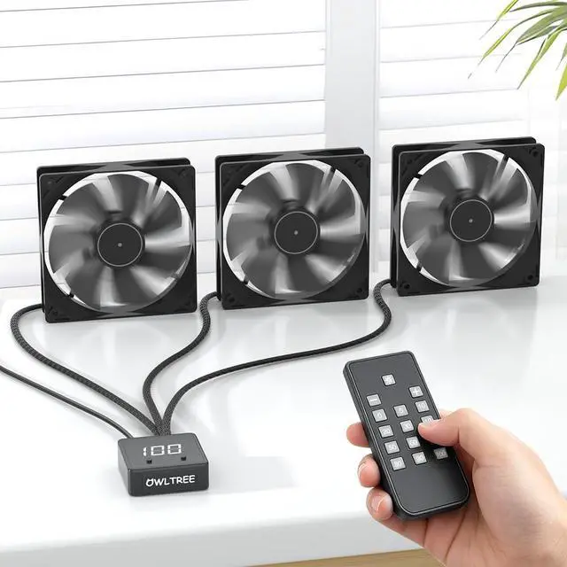 Alt view image 5 of 7 - Remote 5V 12V 24V PC PWM Fan Controller with 4 Pin 3-Way Splitters | Digital Speed Adjustment Display, Powered by DC 5521, Supports Input/Output Max 5V 25W, 12V 60W, 24V 48W