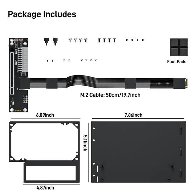 Alt view image 6 of 6 - PCIe 5.0 x4 128Gbps eGPU Dock, for 50 Series , M.2 NVME to PCIe x16 Riser Cable 50cm, Supports Standard ATX Power Supply & External GPU for Mini PC NUC Laptop