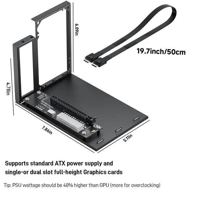 Alt view image 3 of 6 - PCIe 4.0 x4 64Gbps eGPU External Dock, with OCuLink SFF-8612 8311 to PCIe x16 and SFF-8611 Male Cable 50cm, Supports GPU Laptop MIni PC Standard ATX Power Supply