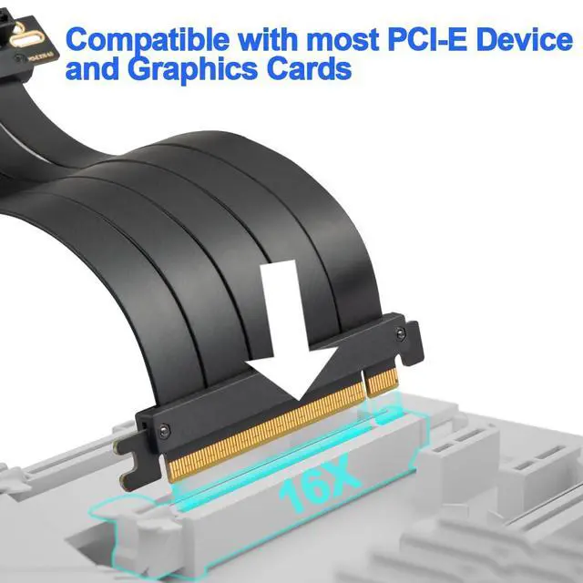 Alt view image 2 of 6 - PCIE 4.0 Riser Cable 90 Degree, PCIe 4.0 x16 High Speed Flexible Extender Card, EMI Shielded 30AWG, TPE Cable Sleeves, Pcie 4.0 Riser Compatible with 4090 4080 4070 3090 and Pcie 3.0 System 20cm