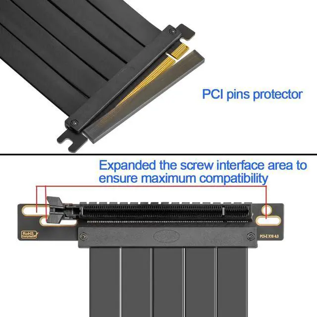 Alt view image 4 of 6 - PCIE 4.0 Riser Cable 90 Degree, PCIe 4.0 x16 High Speed Flexible Extender Card, EMI Shielded 30AWG, TPE Cable Sleeves, Pcie 4.0 Riser Compatible with 4090 4080 4070 3090 and Pcie 3.0 System 20cm