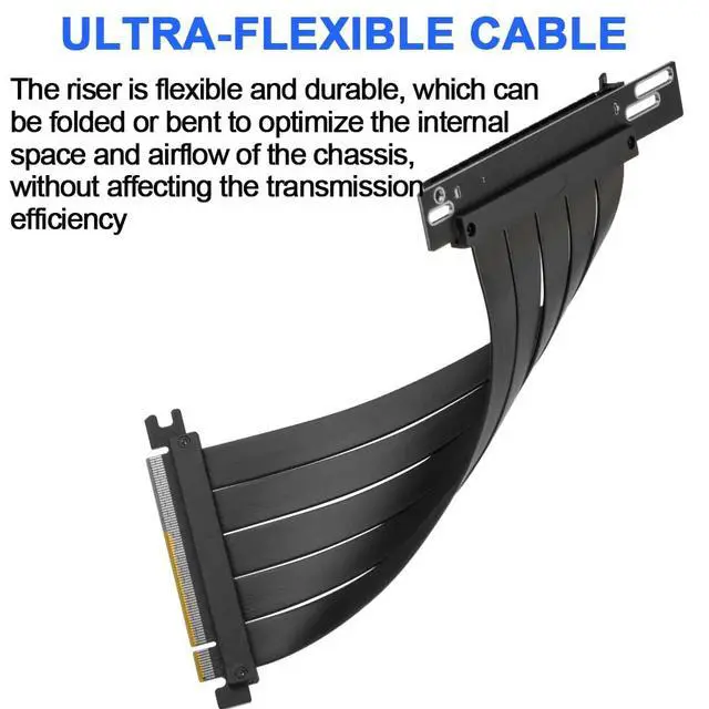 Alt view image 5 of 6 - PCIE 4.0 Riser Cable 90 Degree, PCIe 4.0 x16 High Speed Flexible Extender Card, EMI Shielded 30AWG, TPE Cable Sleeves, Pcie 4.0 Riser Compatible with 4090 4080 4070 3090 and Pcie 3.0 System 20cm