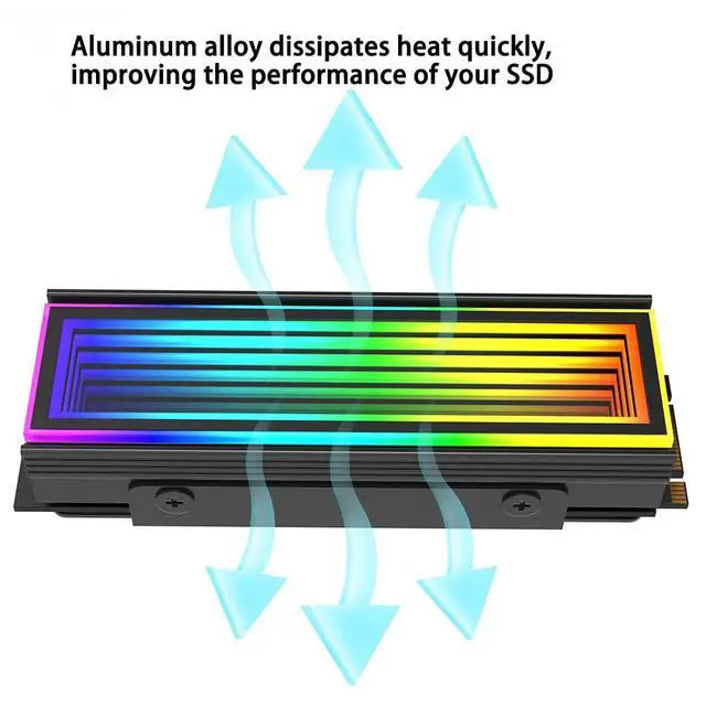 Alt view image 2 of 6 - ARGB M.2 Heatsink SSD Heat Sink with Thermal Pads, Aluminum 2280 M2 5V 3Pin Addressable RGB Sync OPENRGB NVME Heatsink for M.2 2280 Nvme SSD