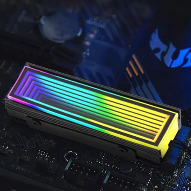 Alt view image 6 of 6 - ARGB M.2 Heatsink SSD Heat Sink with Thermal Pads, Aluminum 2280 M2 5V 3Pin Addressable RGB Sync OPENRGB NVME Heatsink for M.2 2280 Nvme SSD