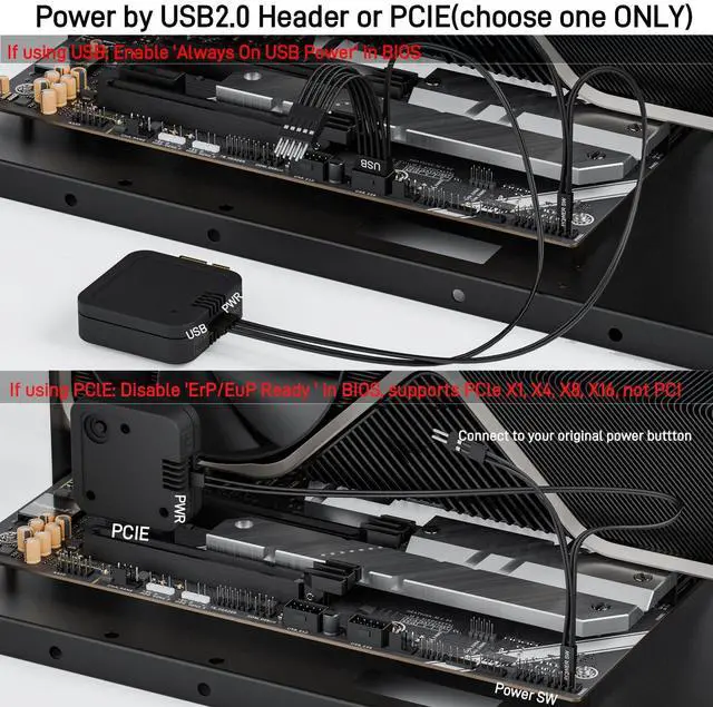 Alt view image 3 of 6 - Remote PC Power Switch, Desktop ON Off Power Button PC, Wireless PC Power Button for Computer Motherboard (Silver)