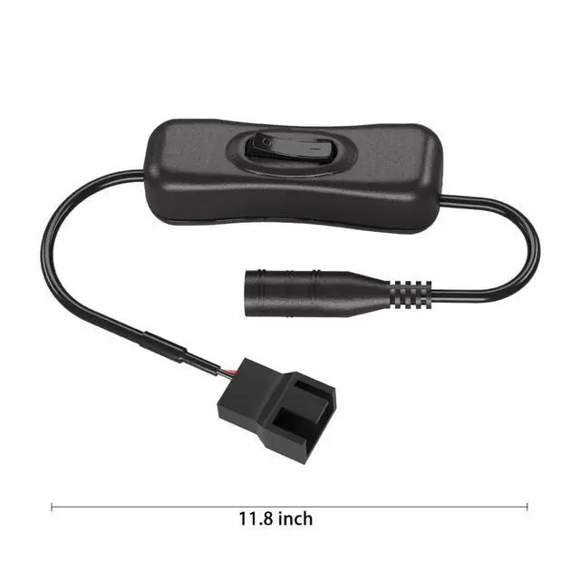 Alt view image 6 of 6 - 2Pack DC5521 DC 5.5x2.1mm Male to 12V PC Fan Adapter | Inline On Off Switch, Compatible with 3 Pin 4 Pin Computer Cooling Fans, 12V 3A 36W Output (11.8inch)