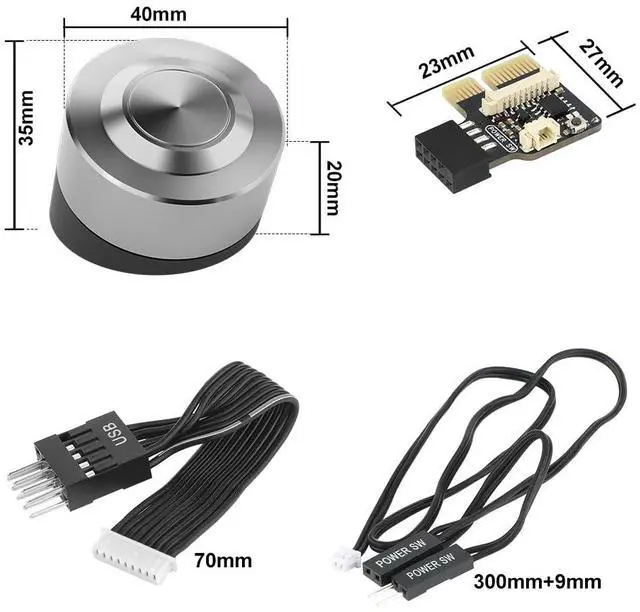 Alt view image 6 of 6 - Wireless PC Power Button, Desktop PC ON Off Power Button, Remote PC Power Switch for Computer Motherboard (Powered by PCIE / 9 Pin USB 2.0 Header)