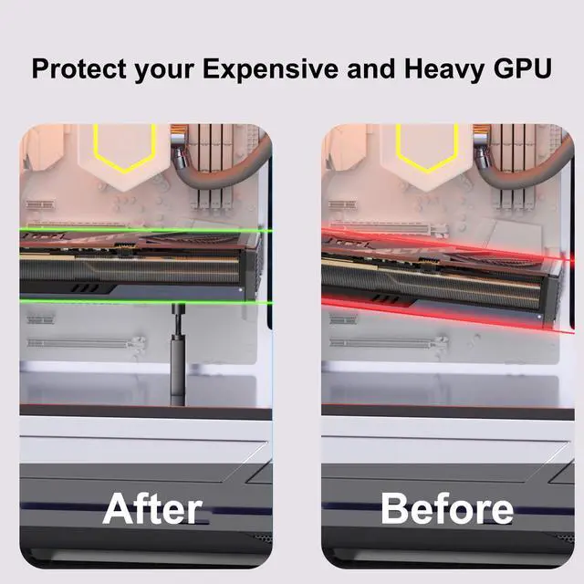 Alt view image 3 of 6 - GPU Support Bracket, Aluminum Adjustable Graphics Card Holder, Video Card Stand, Anti Sag GPU Support 74-120mm