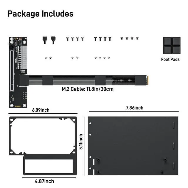 Alt view image 5 of 6 - PCIe 5.0 x4 128Gbps eGPU Dock, for 50 Series , M.2 NVME to PCIe x16 Riser Cable 30cm, Supports Standard ATX Power Supply & External GPU for Mini PC NUC Laptop