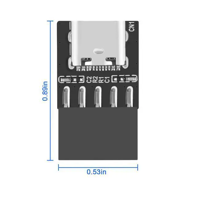 Alt view image 5 of 5 - 2 Pack 9 Pin Motherboard USB 2.0 to USB C Type C Female Adapter