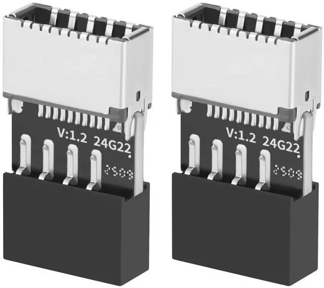 Main image of 2 Pack USB 2.0 to USB 3.2 Gen 1 Header Adapter Front Panel Connector Motherboard 9 Pin to 20-Pin Type E Key-A Female Adapter