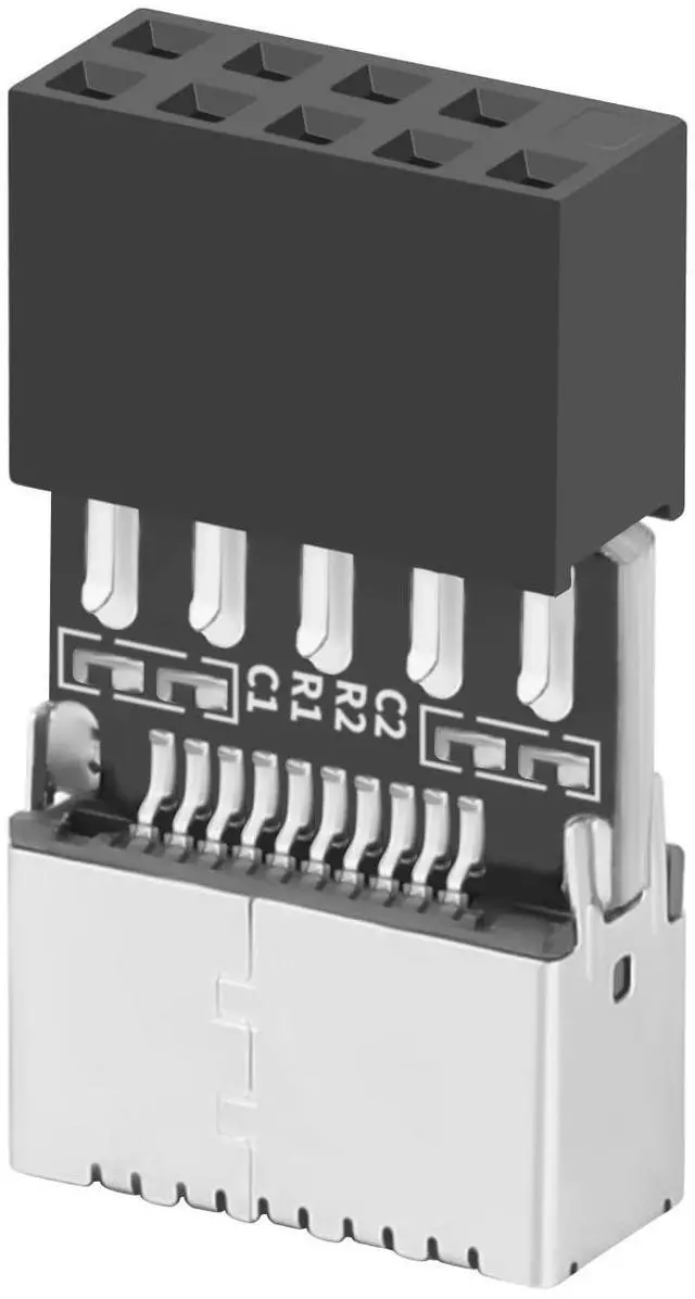 Alt view image 2 of 5 - 2 Pack USB 2.0 to USB 3.2 Gen 1 Header Adapter Front Panel Connector Motherboard 9 Pin to 20-Pin Type E Key-A Female Adapter