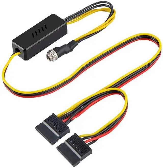 Main image of DC 12V Female to 2 SATA 5V Male Power Supply Adapter for HDD, DC 5525 5.5MM x 2.5MM to SATA Connector Power Cable Adapter (27inch)