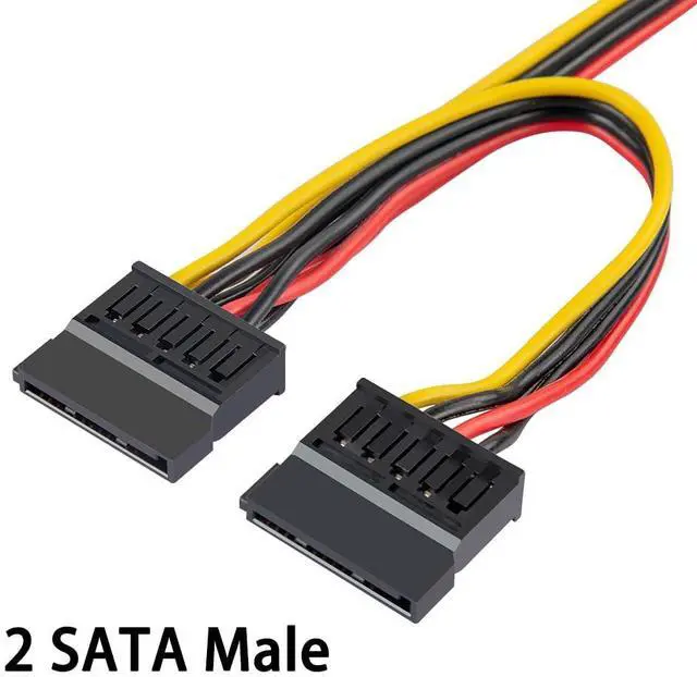 Alt view image 3 of 5 - DC 12V Female to 2 SATA 5V Male Power Supply Adapter for HDD, DC 5525 5.5MM x 2.5MM to SATA Connector Power Cable Adapter (27inch)