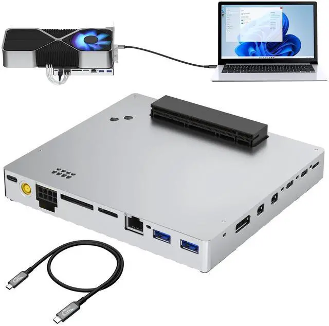Main image of PCIE 3.0 x16 24Gbps Thunderbolt eGPU Dock, Cable Compatible with External GPU NVIDIA AMD Graphics Card for Windows Laptop Gaming Console Featuring Thunderbolt 3/4 USB 4, Powered by PD/DC/ATX