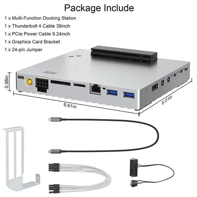 Alt view image 5 of 6 - PCIE 3.0 x16 24Gbps Thunderbolt eGPU Dock, Cable Compatible with External GPU NVIDIA AMD Graphics Card for Windows Laptop Gaming Console Featuring Thunderbolt 3/4 USB 4, Powered by PD/DC/ATX