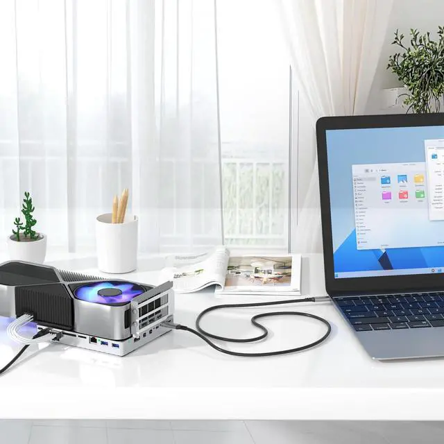 Alt view image 6 of 6 - PCIE 3.0 x16 24Gbps Thunderbolt eGPU Dock, Cable Compatible with External GPU NVIDIA AMD Graphics Card for Windows Laptop Gaming Console Featuring Thunderbolt 3/4 USB 4, Powered by PD/DC/ATX