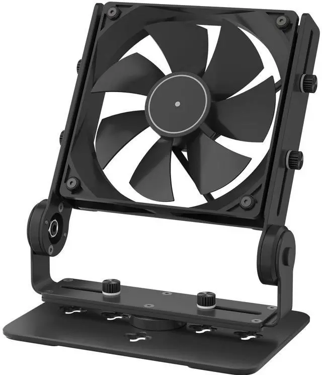 Main image of Aluminum Multi-Purpose Desk Fan Stand Mount, Black | For 120mm 140mm 180mm PC Computer Fans