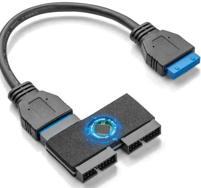 Main image of Upgraded USB 3.0 Header Splitter, Motherboard USB 3.0 Splitter, Motherboard 19Pin 20 Pin Header 1 to 2 HUB Extension Cable with Chip, Stable and Reliable