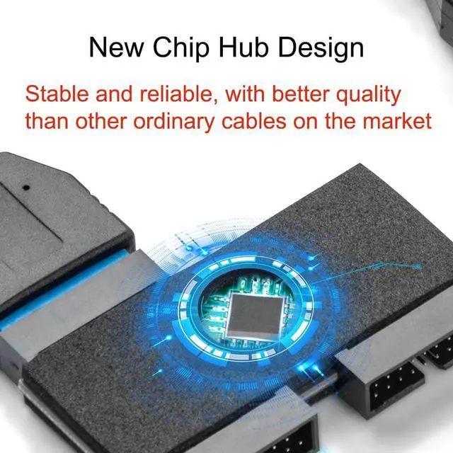 Alt view image 5 of 5 - Upgraded USB 3.0 Header Splitter, Motherboard USB 3.0 Splitter, Motherboard 19Pin 20 Pin Header 1 to 2 HUB Extension Cable with Chip, Stable and Reliable