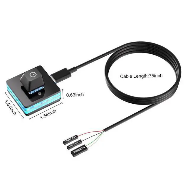 Alt view image 5 of 6 - PC Power Button, Desktop External PC Power Supply Switch for Computer Motherboard