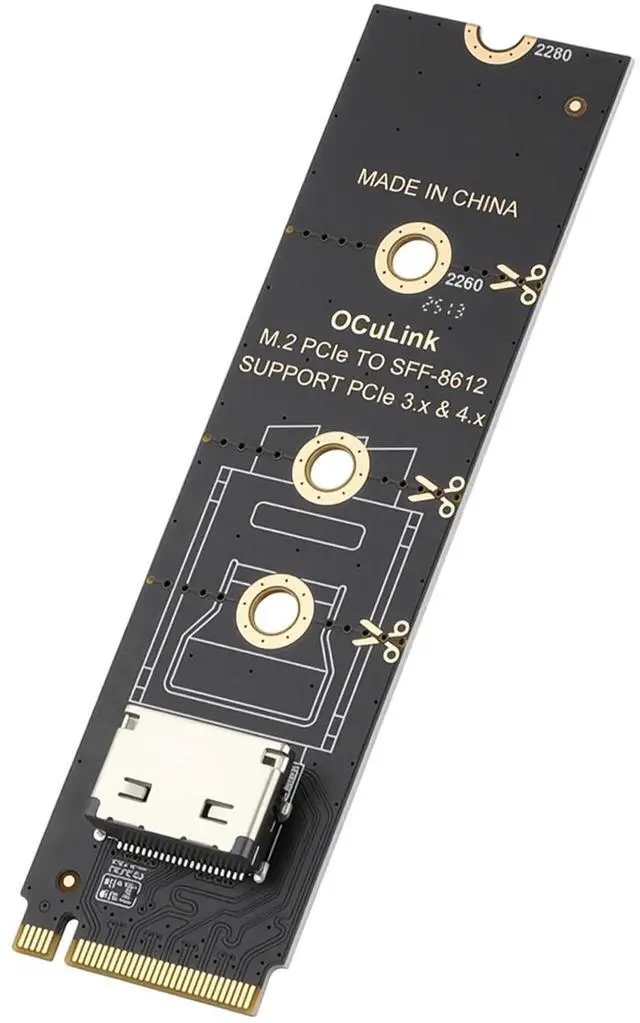 Main image of M.2 NVME Pcie to OCuLink SFF-8612 Adapter, PCIe 4.0 x4 64Gbps to OCuLink SFF-8611 4i Host Adapter for eGPU GPU and M.2 NGFF SSD 2230 2242 2260 2280