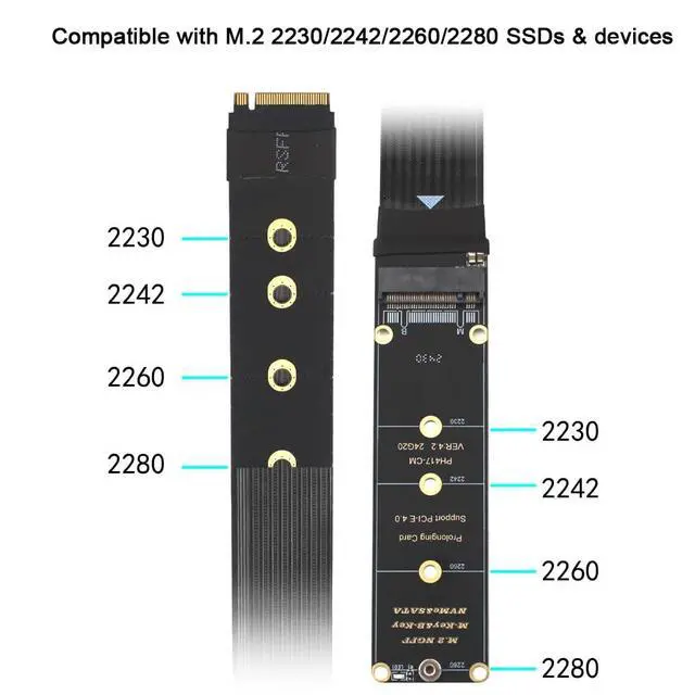 Alt view image 3 of 5 - M.2 NVME to PCIe 4.0 x4 64Gbps, NVMe Extender Supports M.2 NGFF M-Key NVME B-Key SATA M.2 NGFF SSD 2230 2242 2260 2280 (90 Degree)