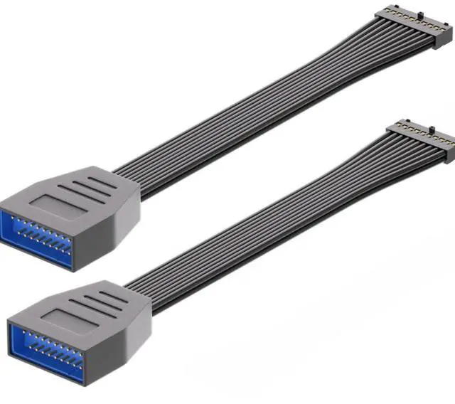 Main image of Motherboard USB 3.0 Header Extension Cable, USB 3.0 19Pin 20 Pin Male to Female Internal USB3.0 Extension Adapter 6 inch (2 Pack)