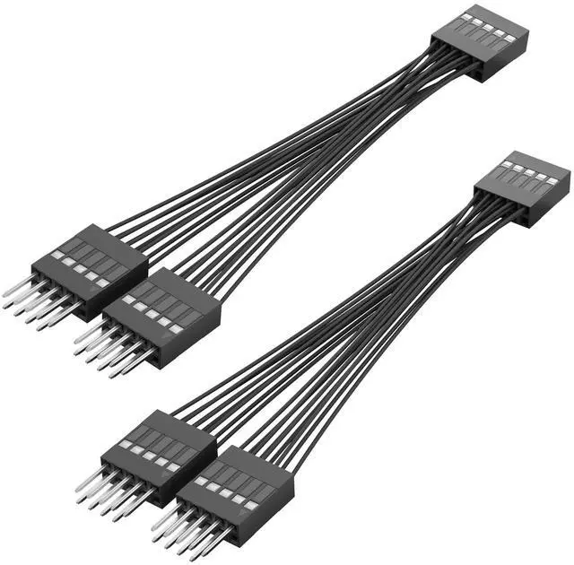 Main image of 2 Pack Motherboard USB 2.0 Splitter to Dual 9 Pin Extension Cable, Internal USB Header Splitter