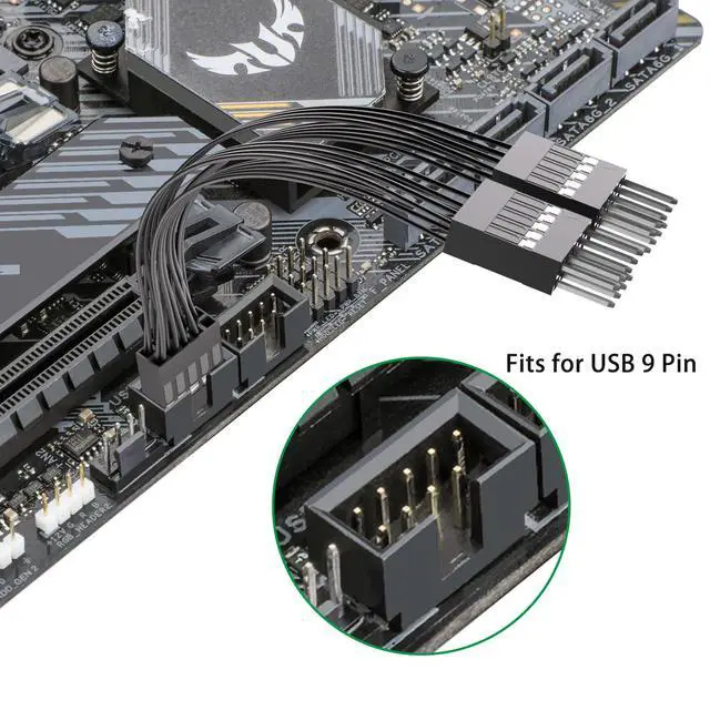 Alt view image 3 of 4 - 2 Pack Motherboard USB 2.0 Splitter to Dual 9 Pin Extension Cable, Internal USB Header Splitter
