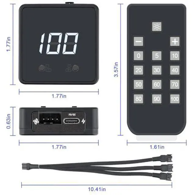 Alt view image 5 of 7 - Remote PC Fan Speed Controller, Aluminum PC Fan Stand Mount