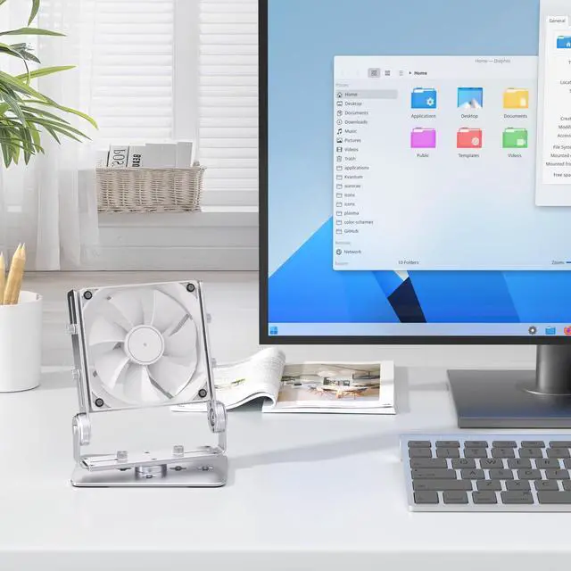 Alt view image 6 of 6 - Aluminum Multi-Purpose Desk Fan Stand Mount for 12cm Computer Fans (Silver) | Multi-Angle Adjustment, for 120mm 140mm 180mm PC Fan