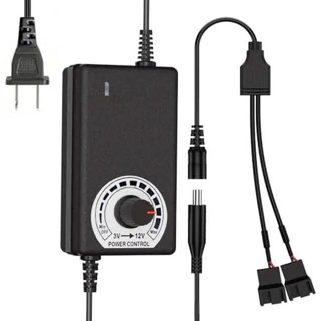 Alt view image 3 of 7 - Aluminum PC Fan Stand, PC Fan Speed Controller with Power Supply