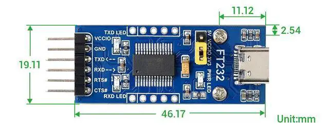 Alt view image 7 of 7 - FT232RL USB-C to UART TTL Serial Adapter, 3.3V/5V Logic Module