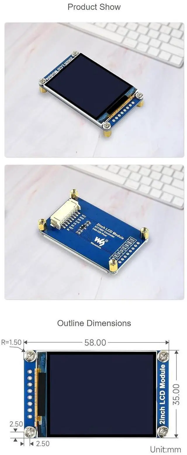 Alt view image 7 of 7 - 2inch IPS LCD Module, 240x320 SPI Color Display for Development